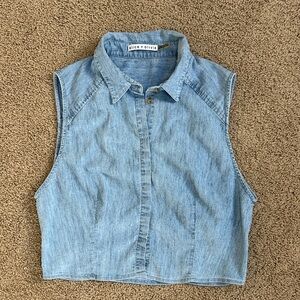 alice + olivia | Light Wash Sleeveless Denim Crop Top | Size 6